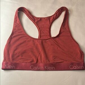 Calvin Klein Red Sports Bra with Signature Elastic Band